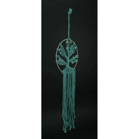 Beaded Blue Cotton Rope Tree of Life Dreamcatcher - Picture 2 of 3